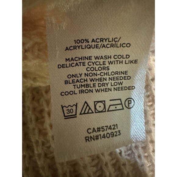 LOFT Oversized Knit Poncho Sweater – XS/S – Beige – V-Neck – Acrylic - Picture 3 of 6